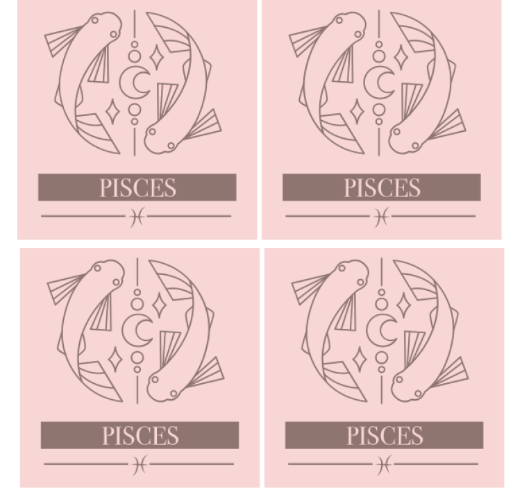 Untersetzer modern Fische rosa karte sternzeichen - TenStickers