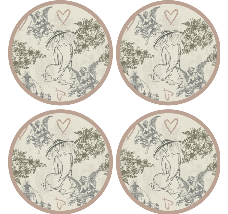 Vintage untersetzer mit eleganten blumenmotiven - TenStickers