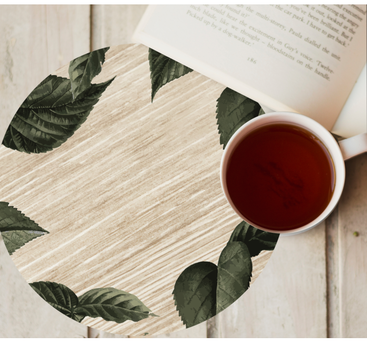 Untersetzer Muster Tropische blätter mit holzmuster - TenStickers