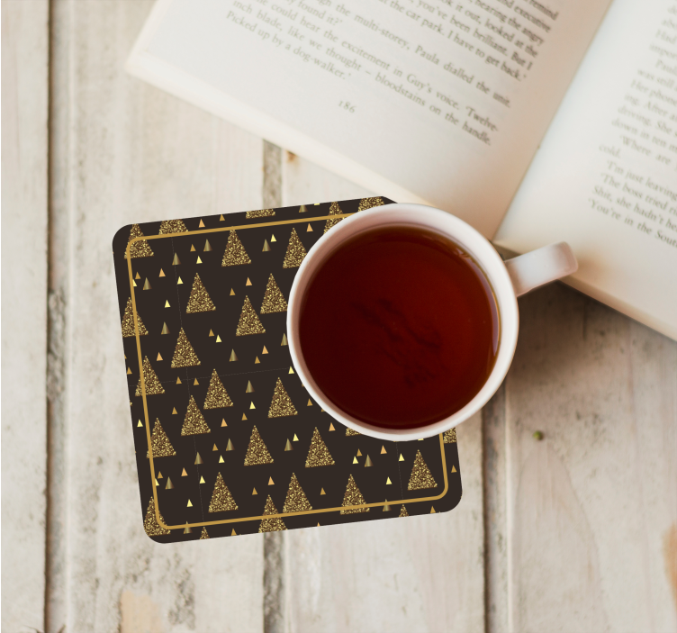 Untersetzer Weihnachten Elegante goldene weihnachtsbäume - TenStickers