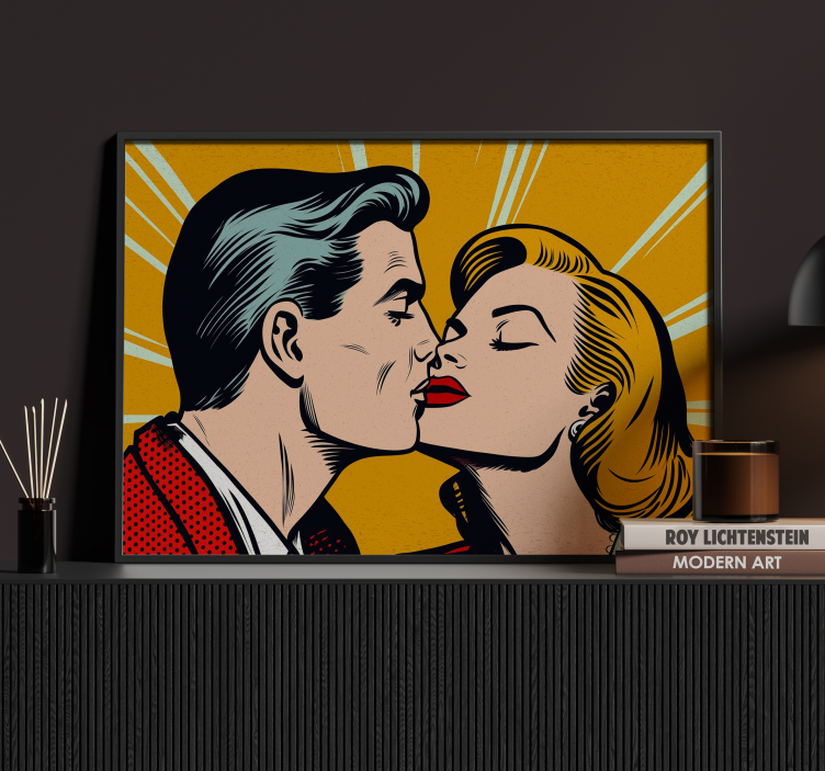 Pop-Art-Plakat vintage-paar küsst - TenStickers