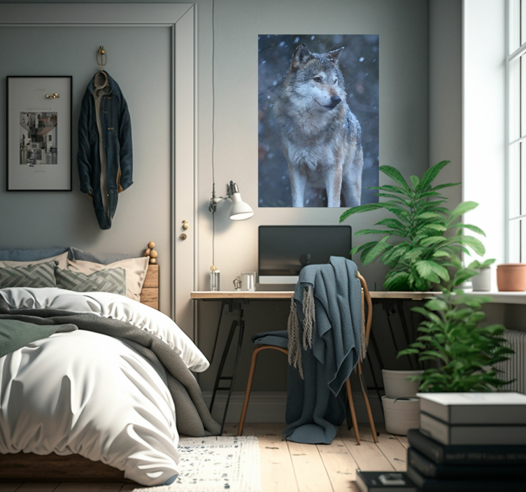 Wolf im schnee tierposter - TenStickers