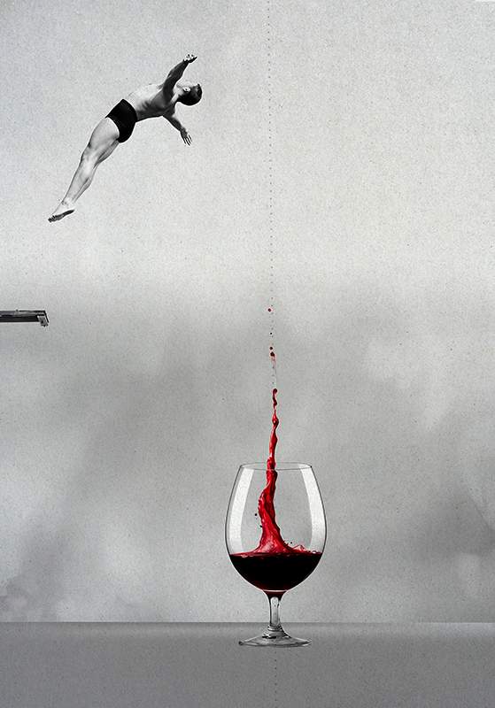 Poster abstrakt zum glas wein springen - TenStickers