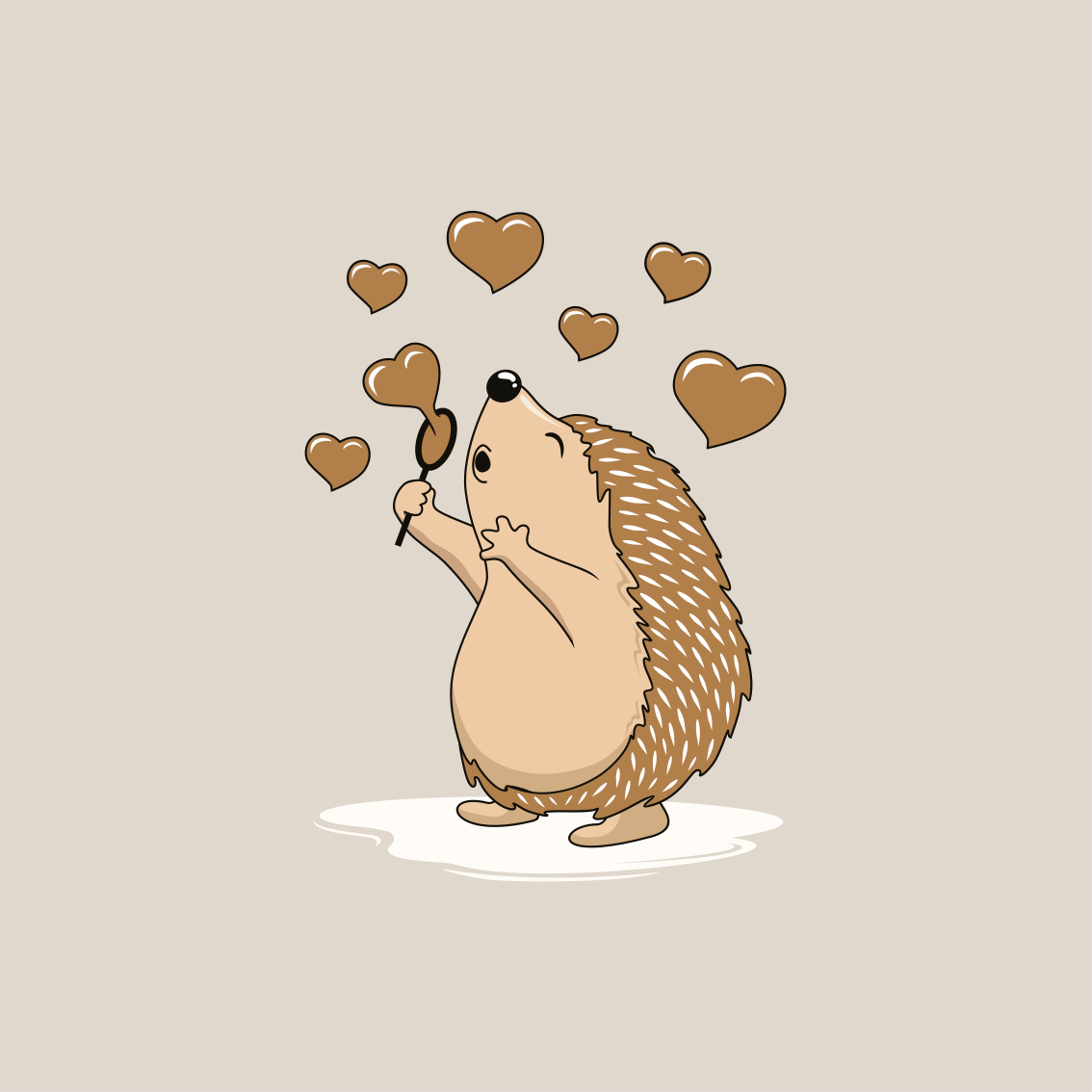 Poster küche igel mit liebesherzen - TenStickers