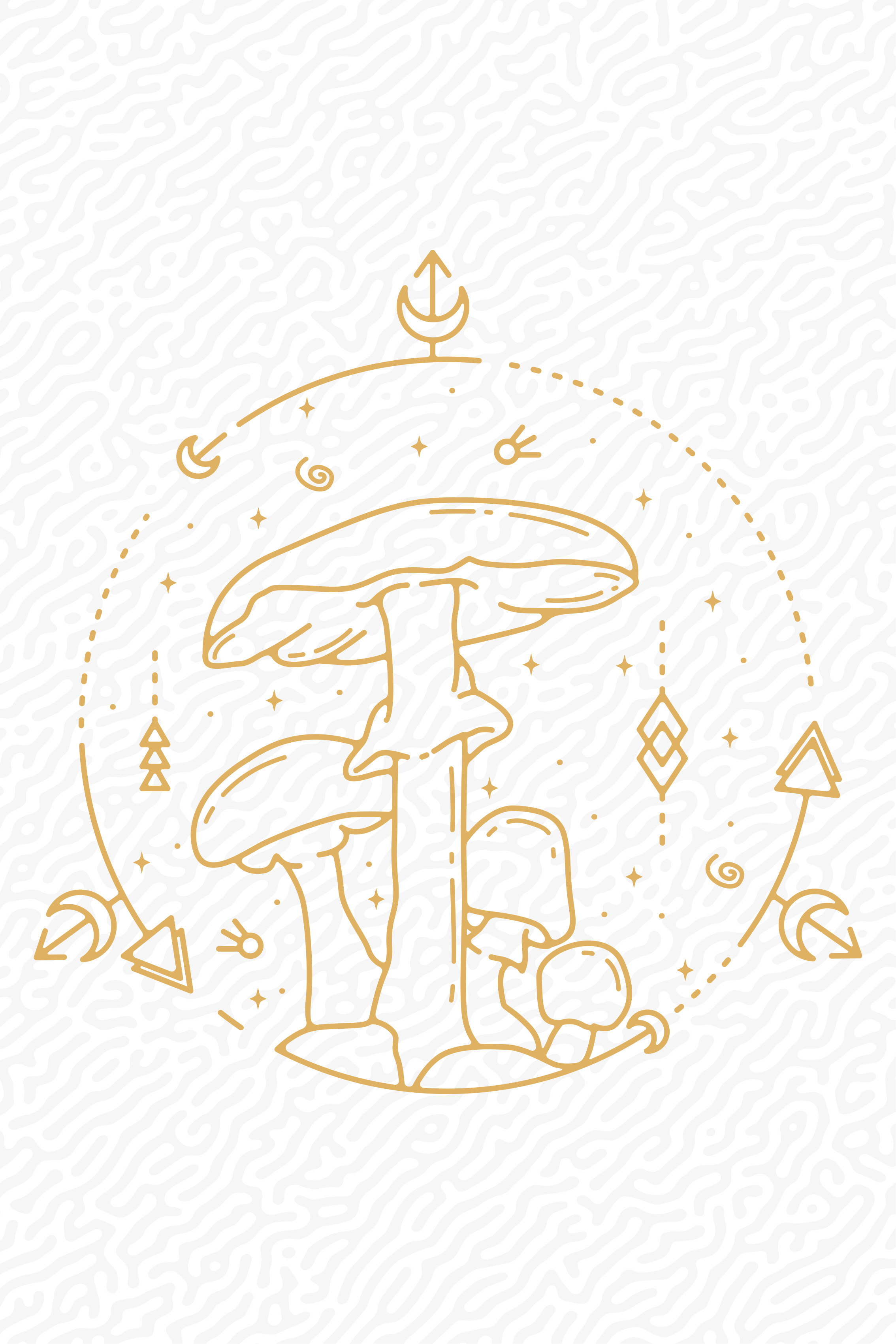 Poster küche geometrisches pilz monolinien-design - TenStickers