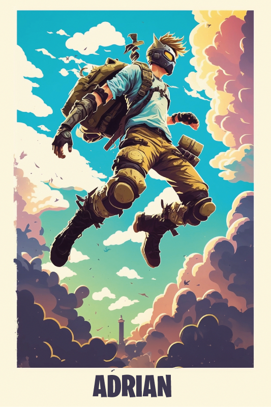 Poster teenagerzimmer epischer charakter mit namen - TenStickers