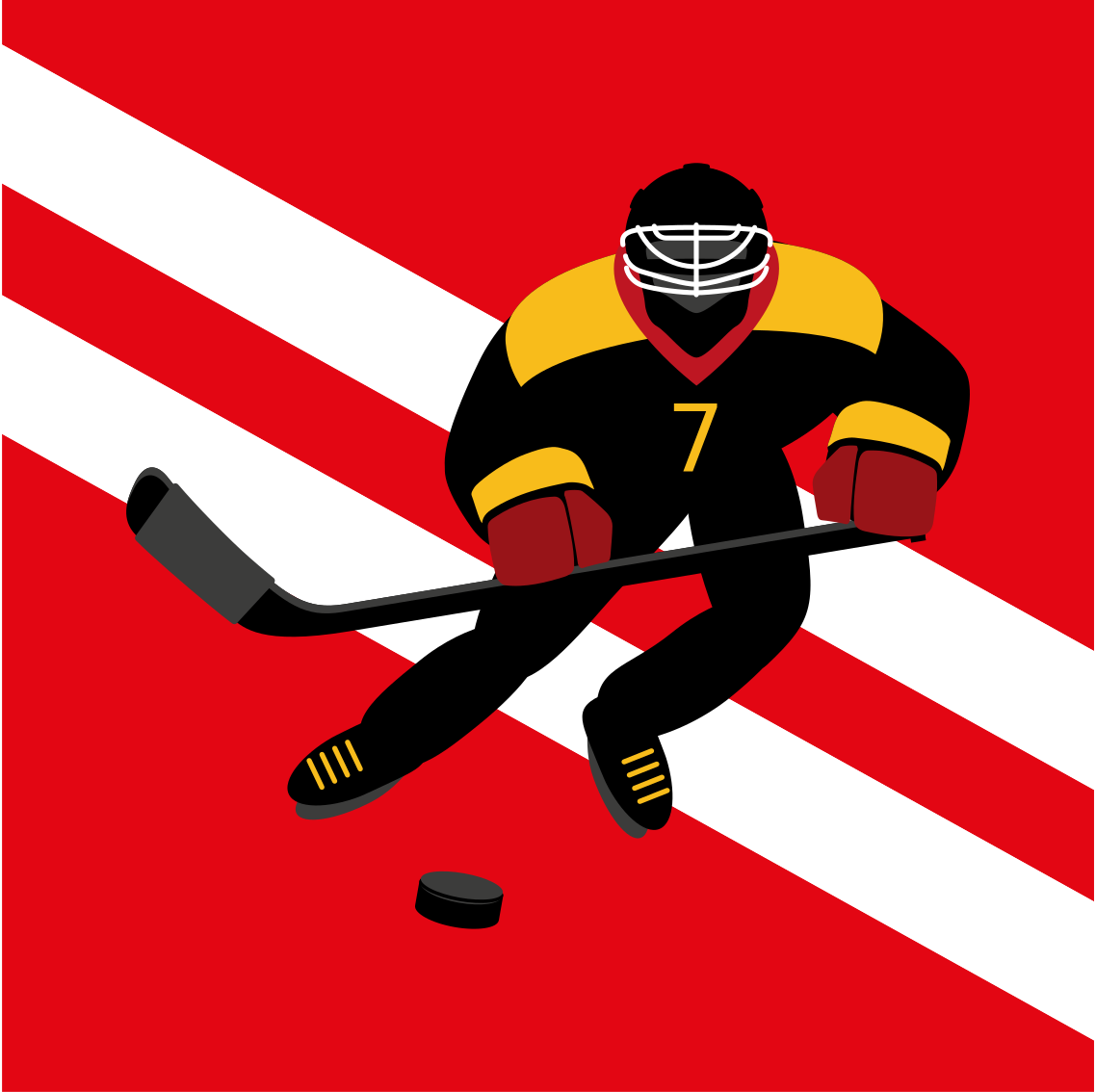 Poster teenagerzimmer rot und gelb eishockey - TenStickers