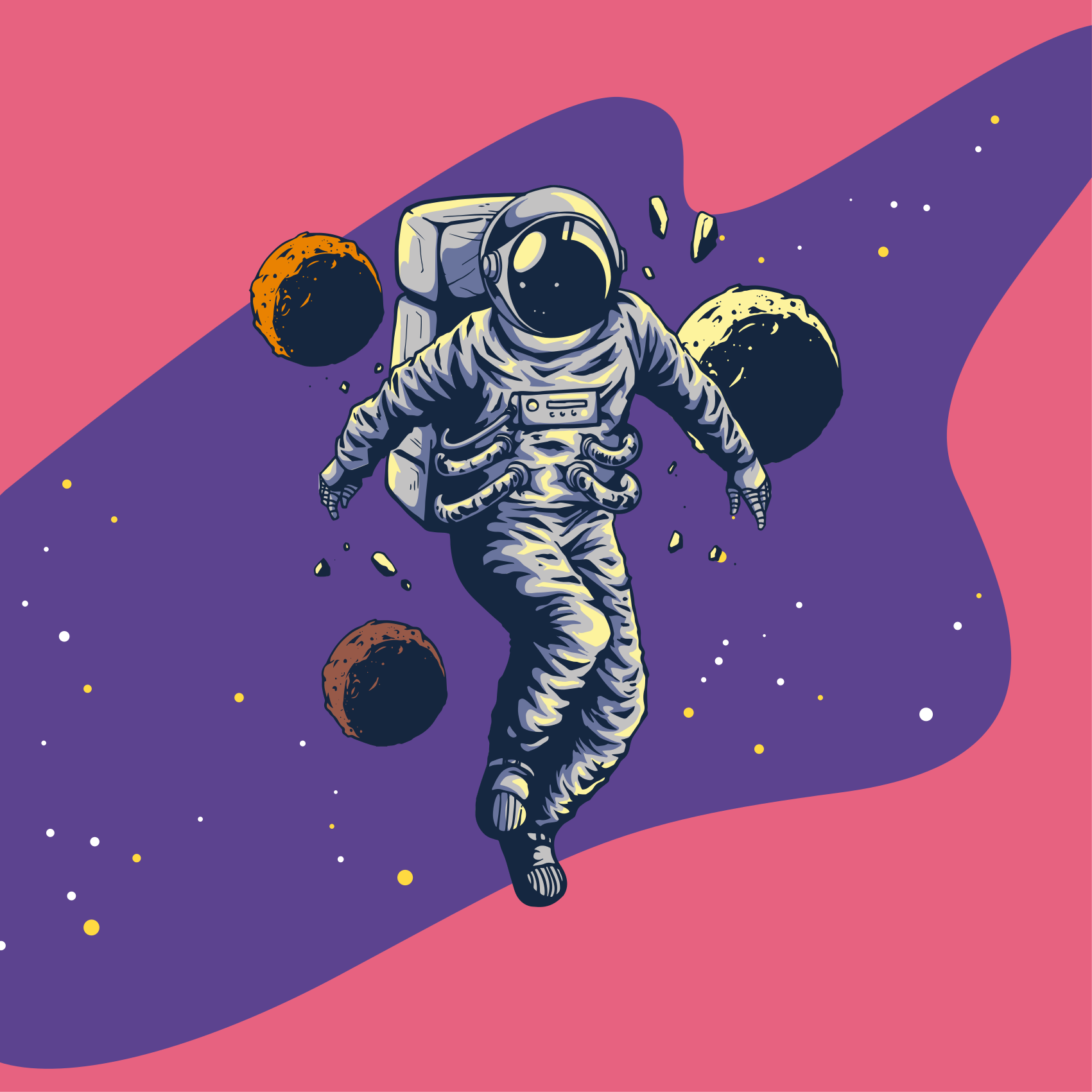 Poster teenagerzimmer astronaut handgezeichnet fliegend - TenStickers