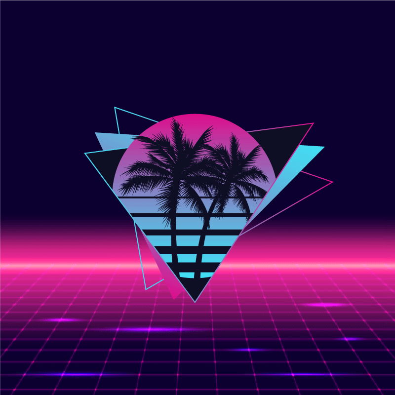 Poster wohnzimmer im vaporwave stil mit palme - TenStickers
