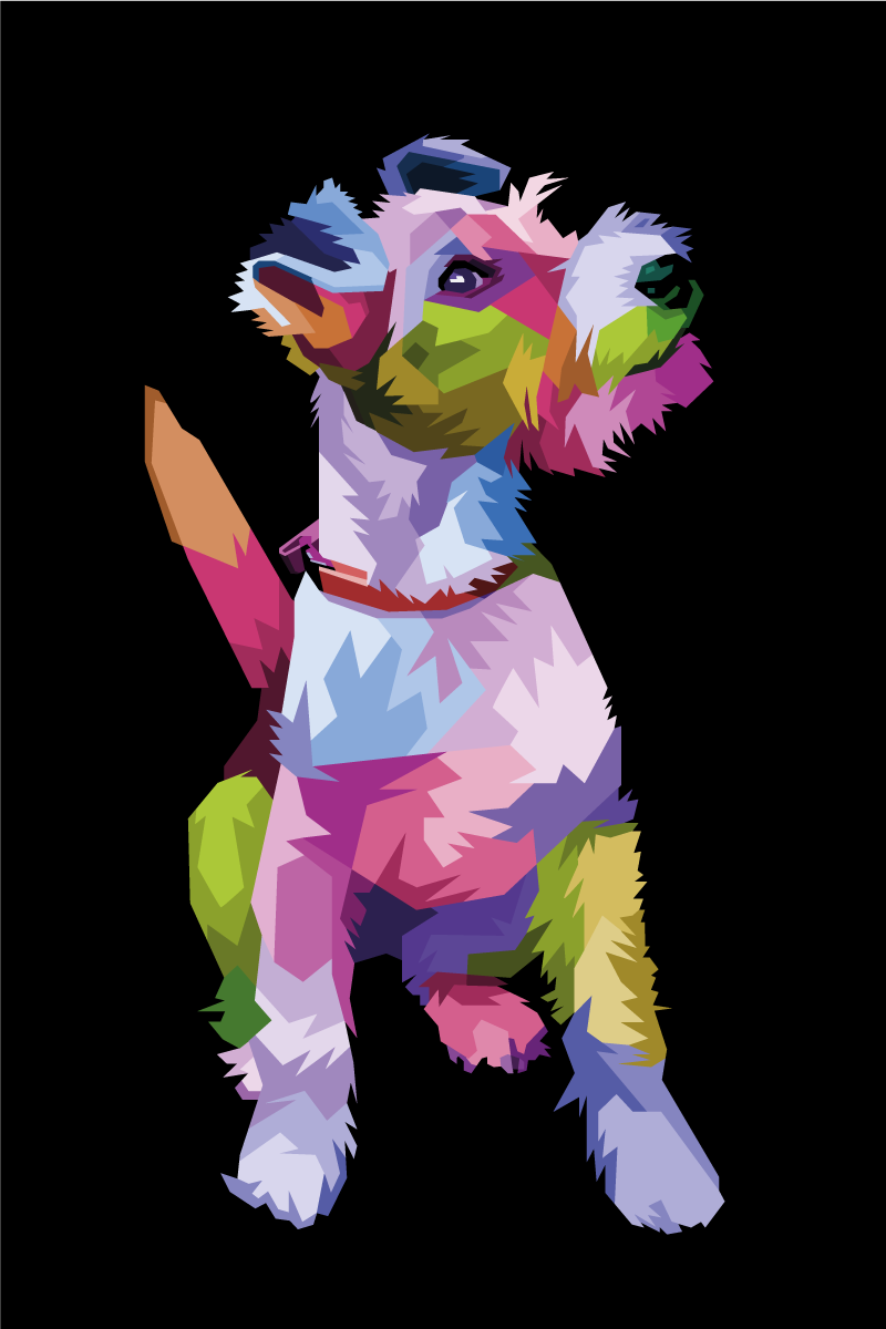 Poster wohnzimmer geometrische tiere foxterrier - TenStickers