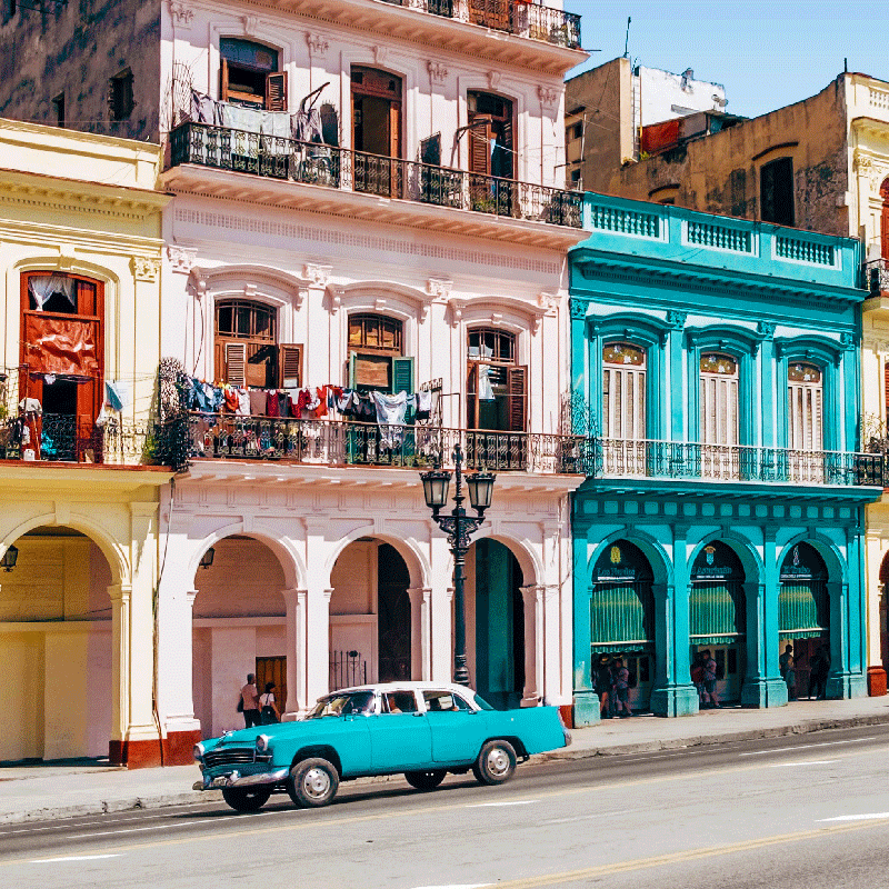 Poster wohnzimmer blaues und rosa straßen- und autodesign - TenStickers