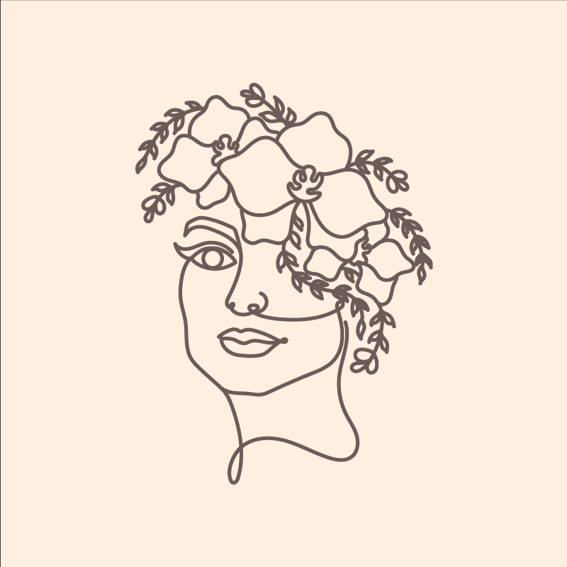 Poster wohnzimmer silhouette minimalistisch süße frau blumen - TenStickers