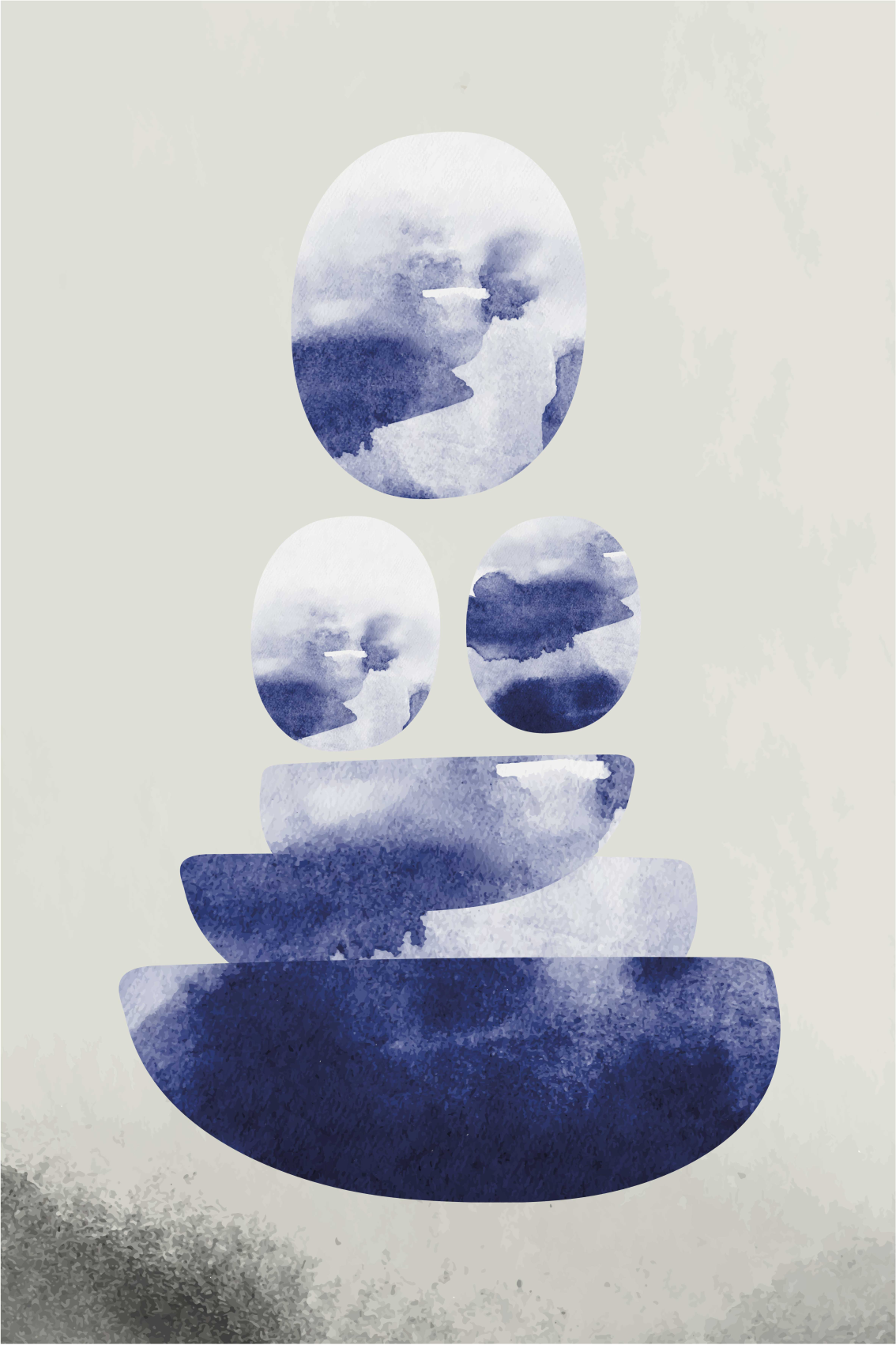 Poster wohnzimmer mit blauer form - TenStickers