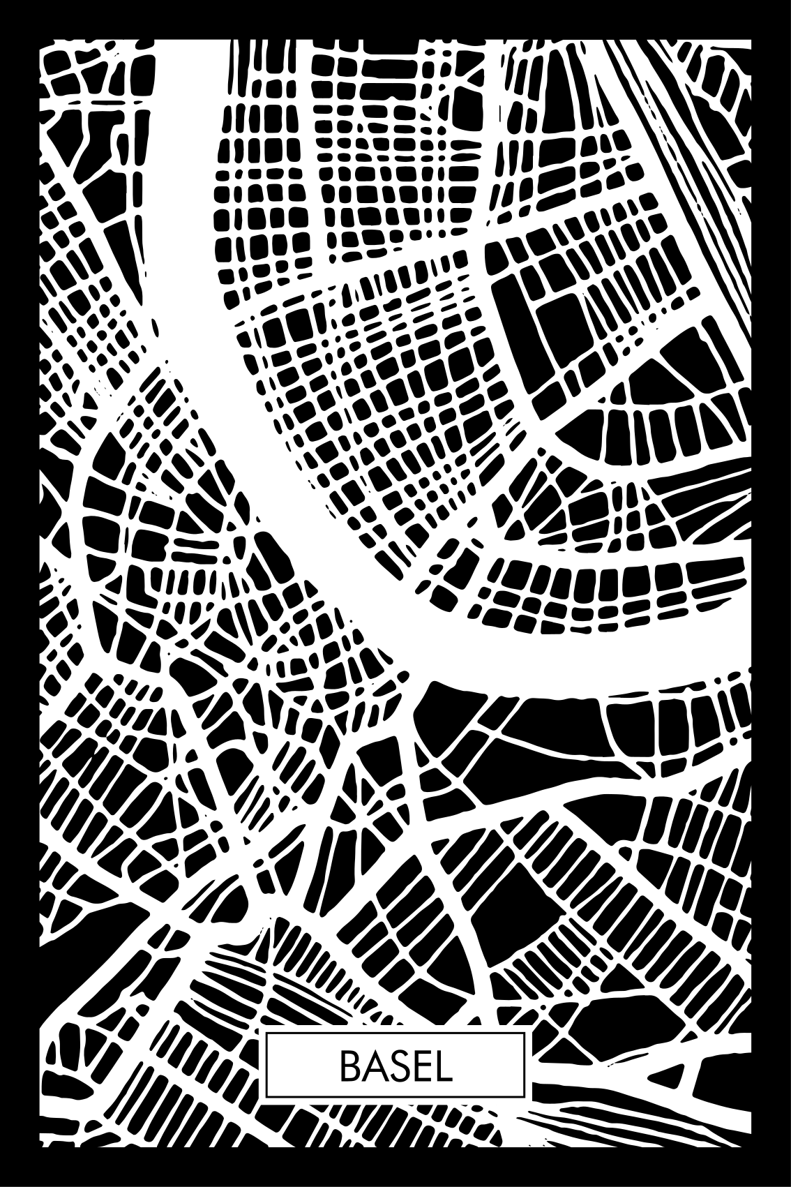Poster wohnzimmer topografische karte basel - TenStickers