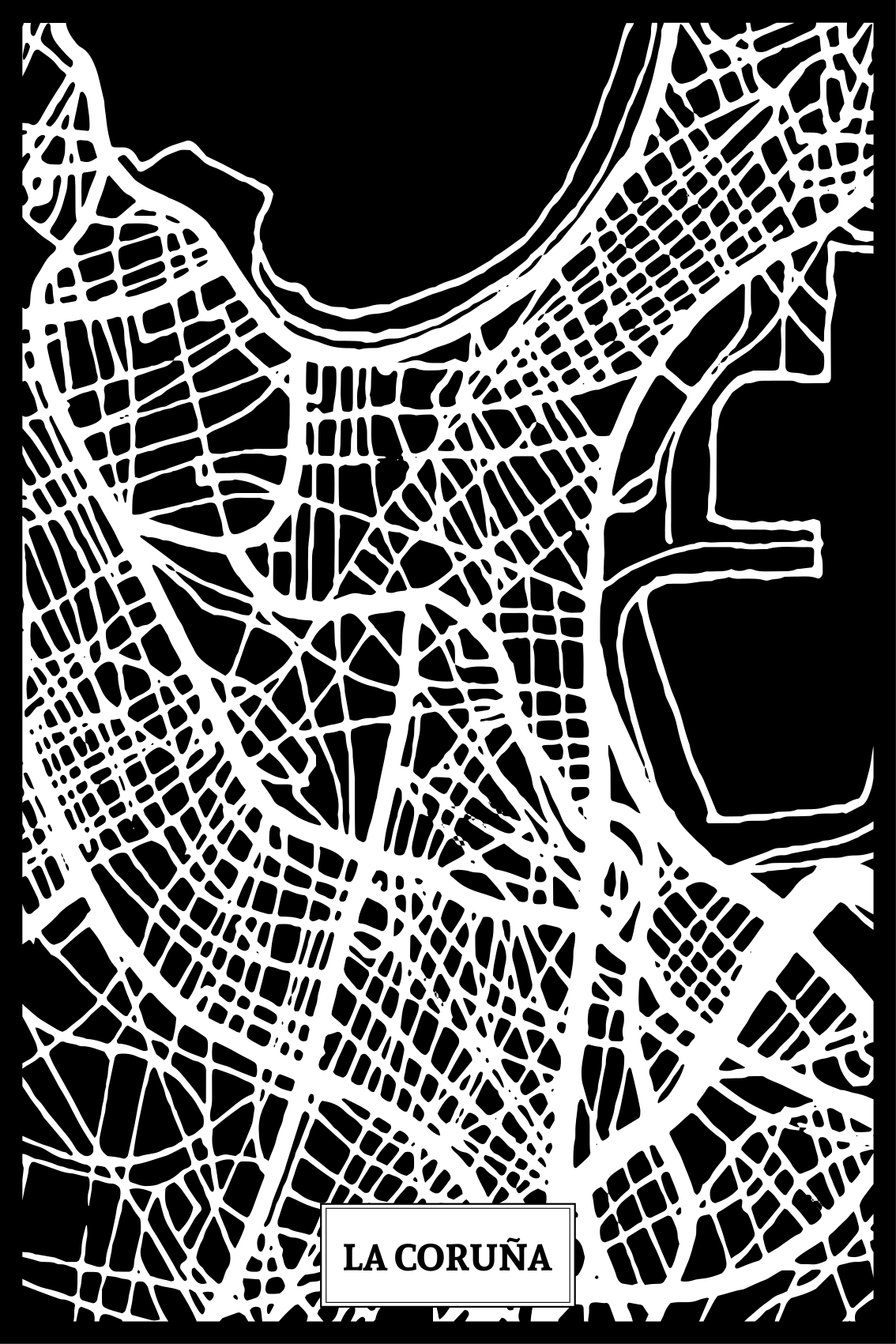Poster wohnzimmer topografische karte coruña - TenStickers