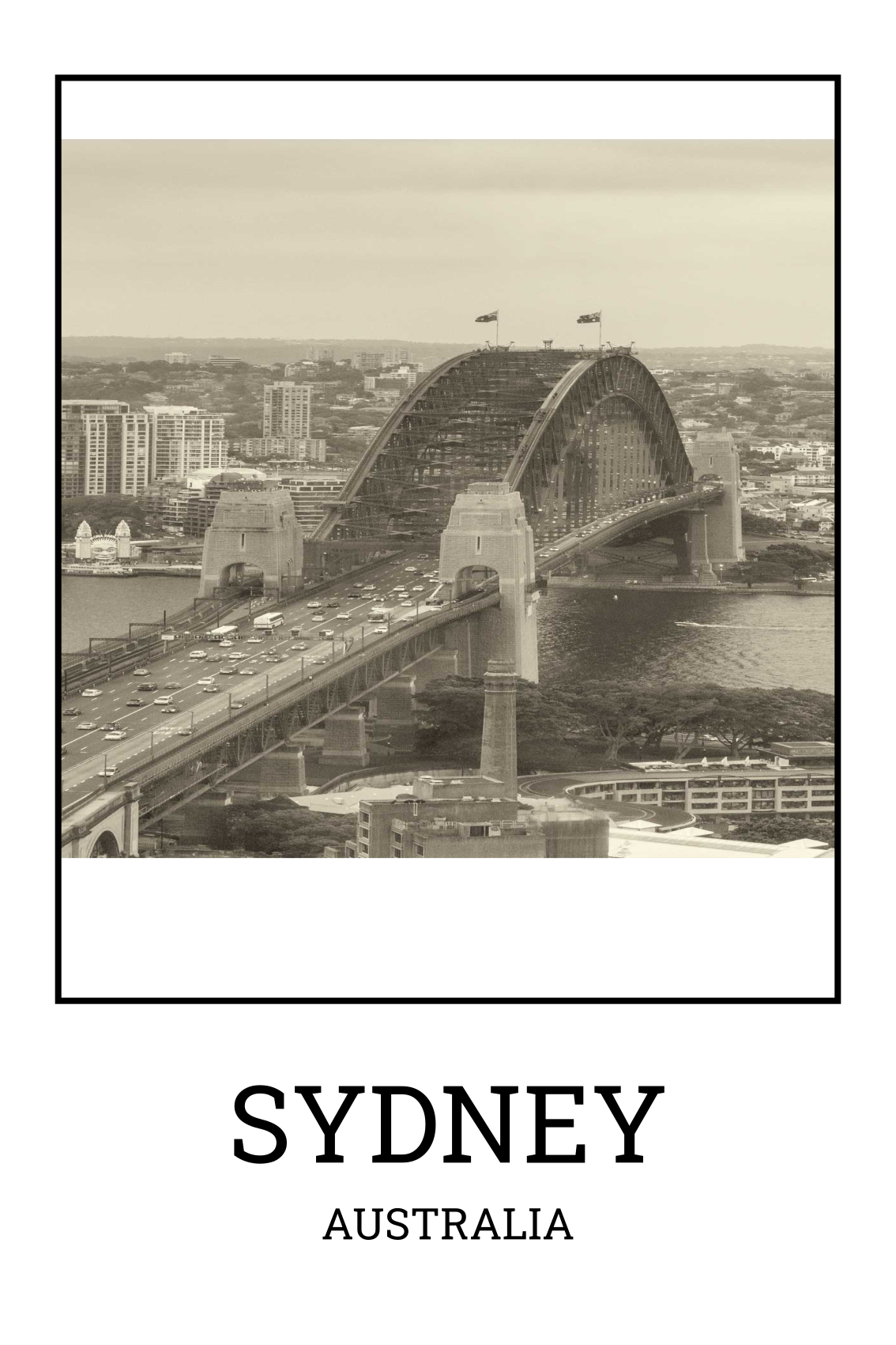 Poster wohnzimmer sydney schwarzweiß - TenStickers