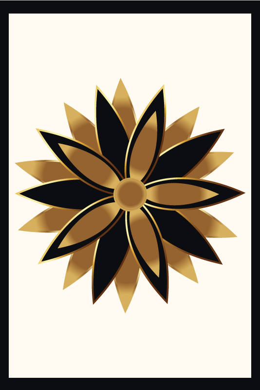 Poster wohnzimmer mit goldenen blumen - TenStickers