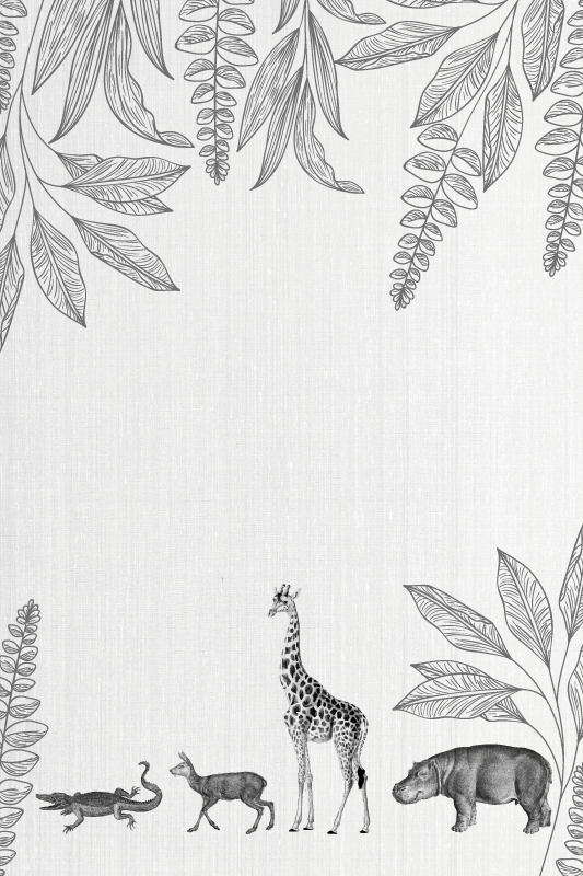 Poster kinderzimmer safari tiere und bäume rahmen - TenStickers