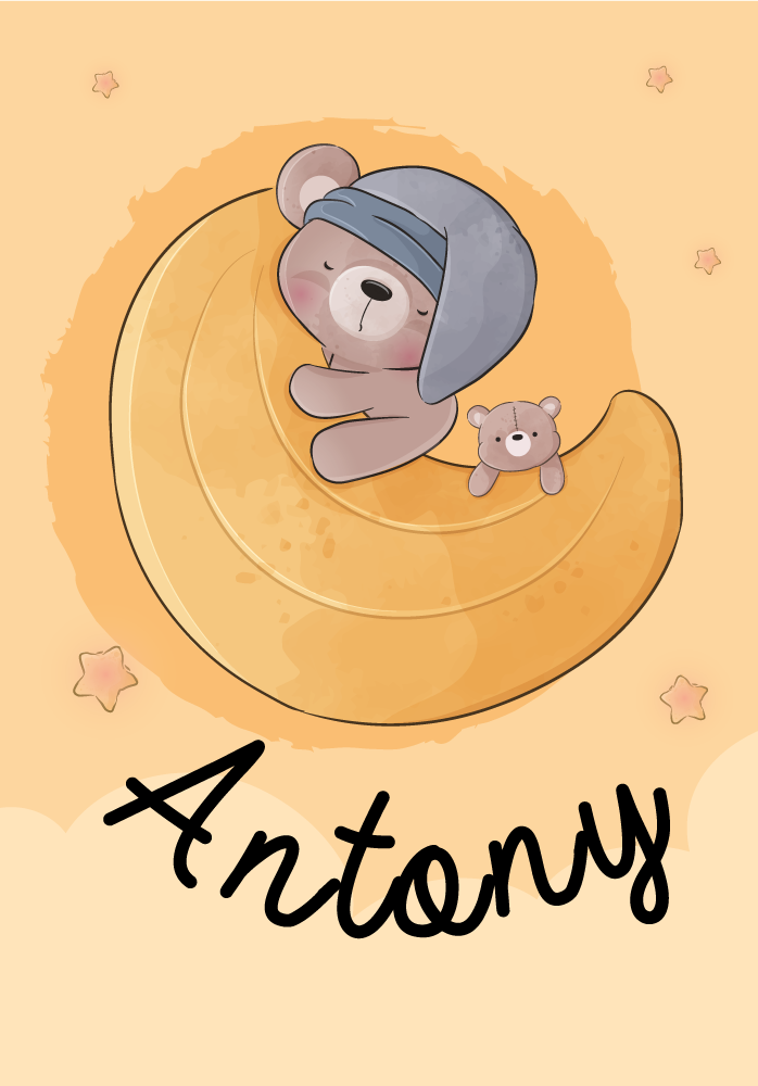 Poster kinderzimmer teddybär umgeben von sternen - TenStickers