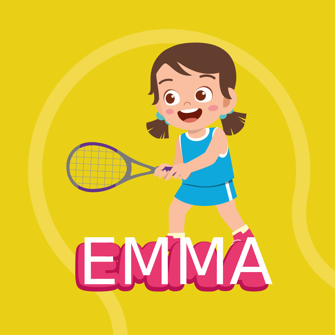 Poster kinderzimmer mädchen tennisspielerin mit namen - TenStickers