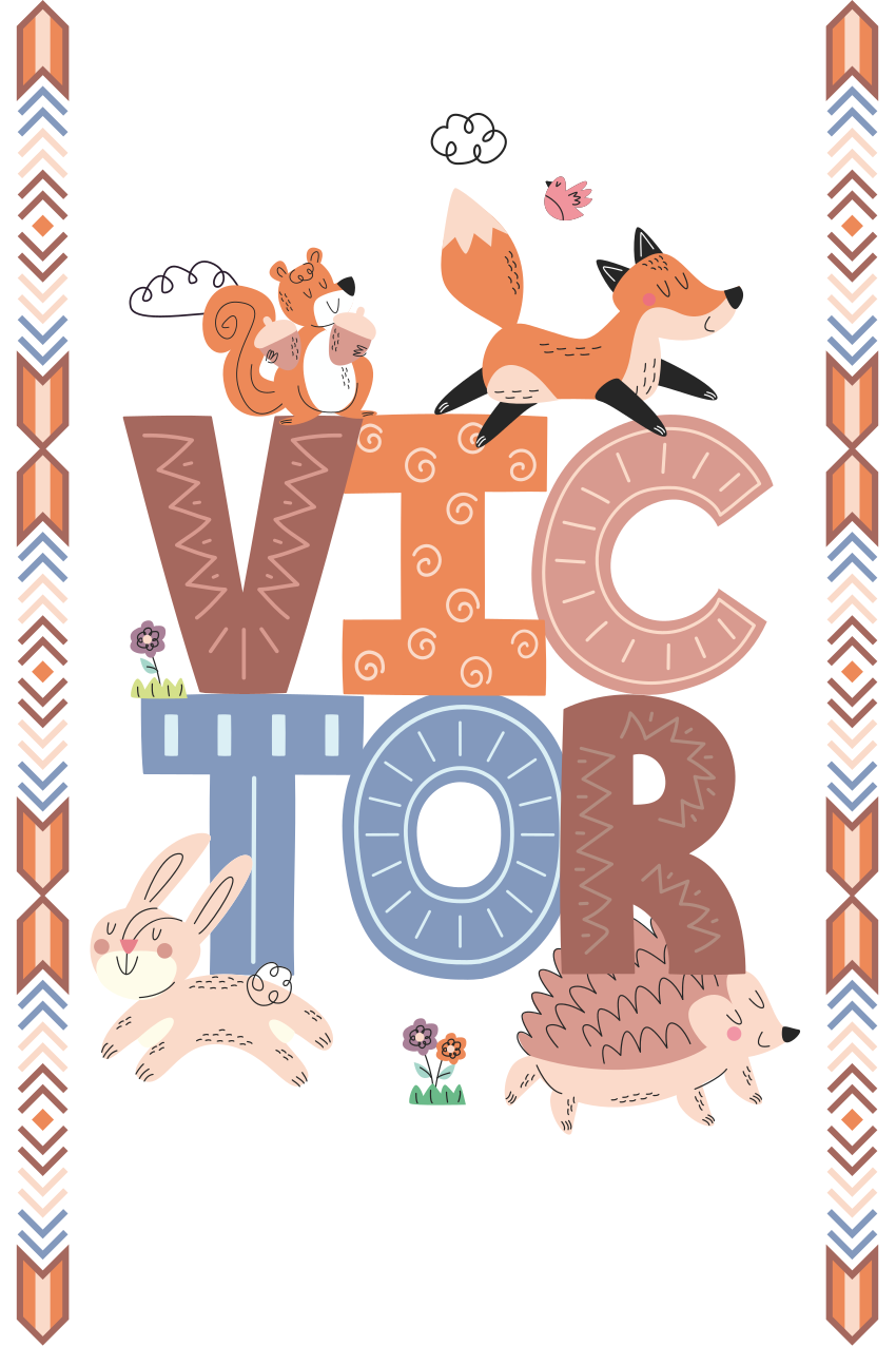 Poster kinderzimmer waldtiere mit namen - TenStickers