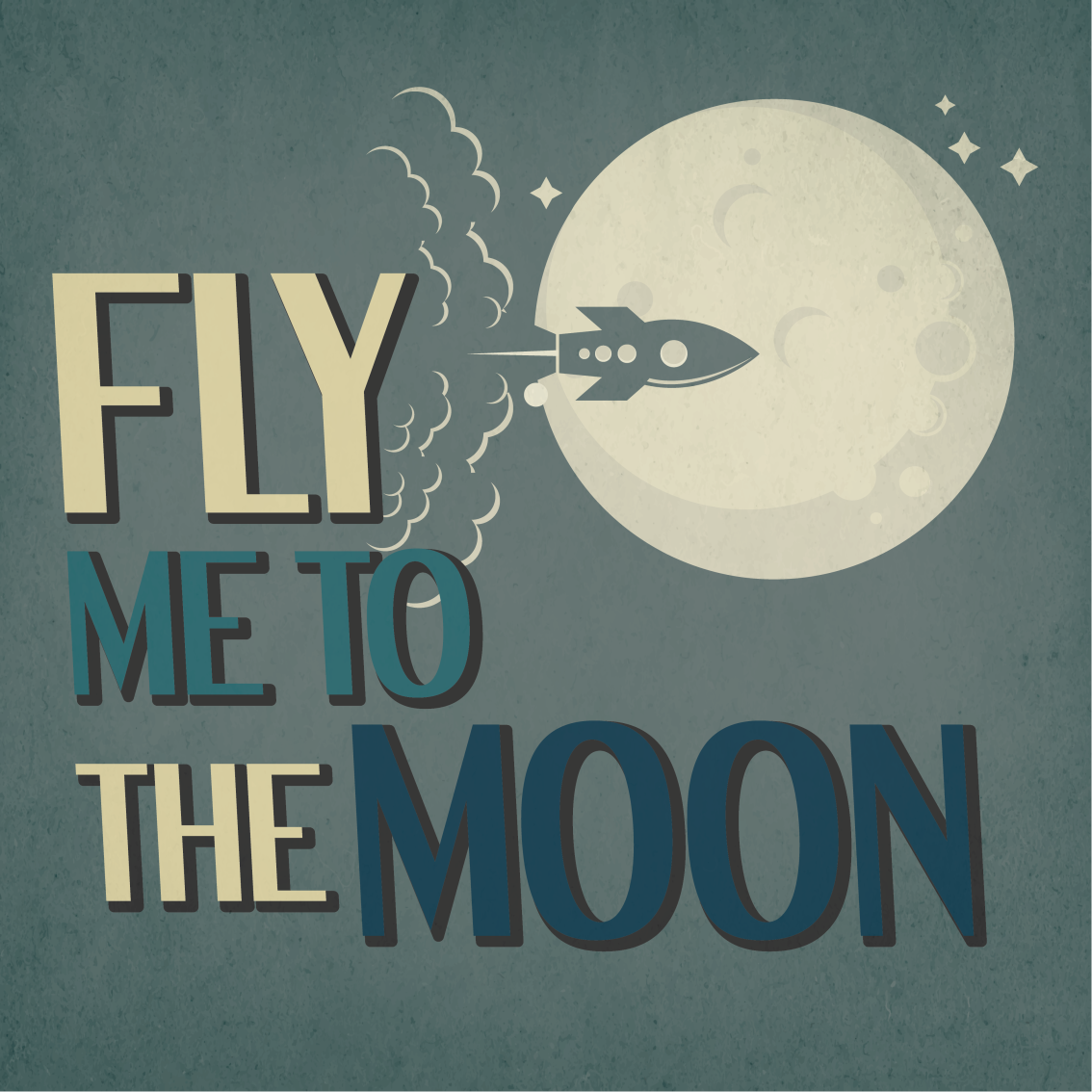 Poster teenagerzimmer raketenreise zum mond - TenStickers