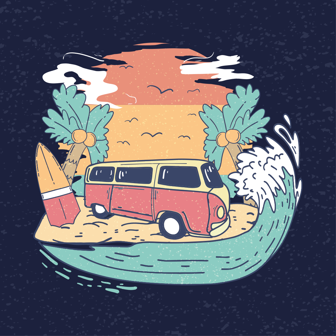 Poster länder und städte surfende van szene - TenStickers