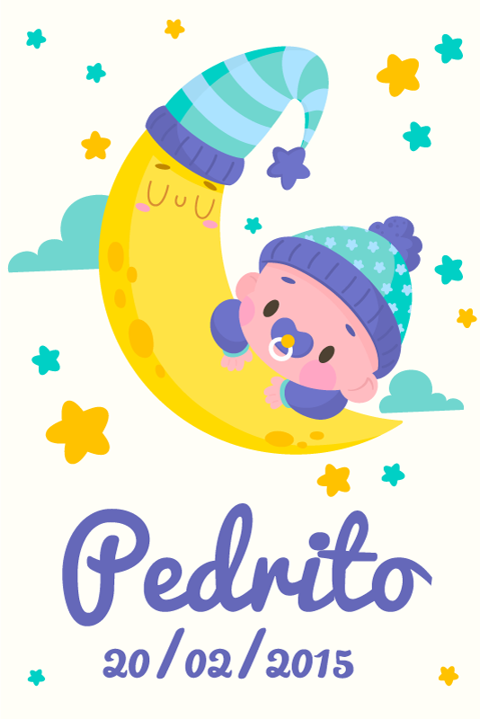 Personalisierte poster schlafendes baby am mond - TenStickers