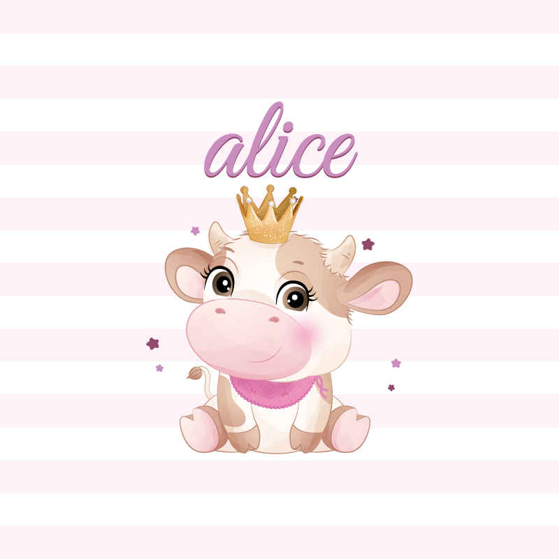Personalisierte poster süße kuhprinzessin - TenStickers