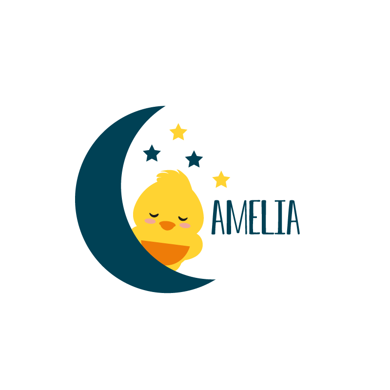 Personalisierte poster schlafendes küken mond - TenStickers