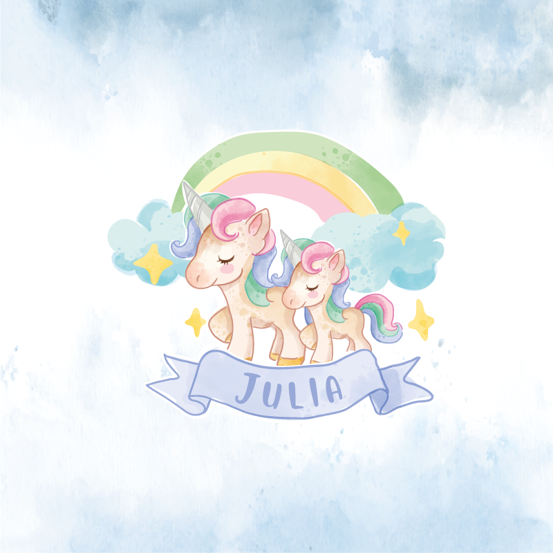 Personalisierte poster süßes einhorn-paar - TenStickers