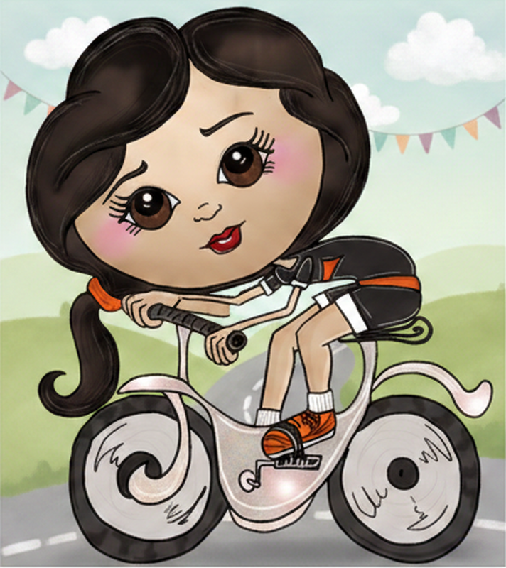 Poster kreise mit fahrradkindern illustration - TenStickers