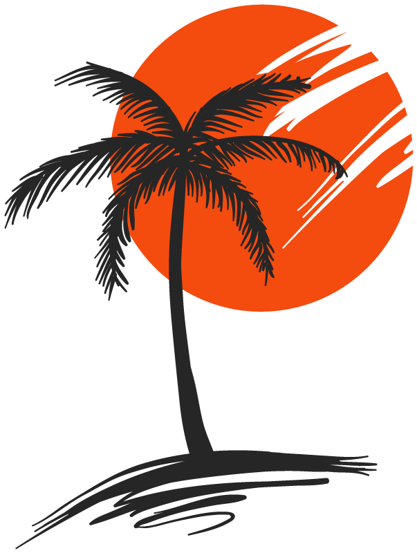 Poster baum mit dekorativer palme aus vinyl - TenStickers