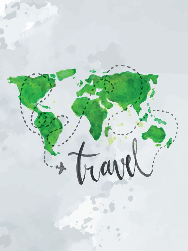 Poster weltkarte aquarell reisen - TenStickers