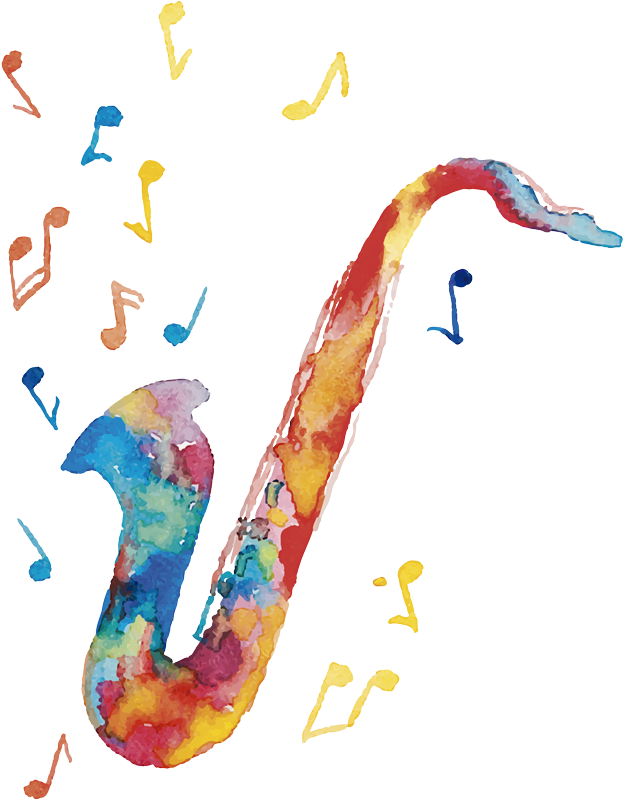 Musik poster bunte saxofonillustration - TenStickers