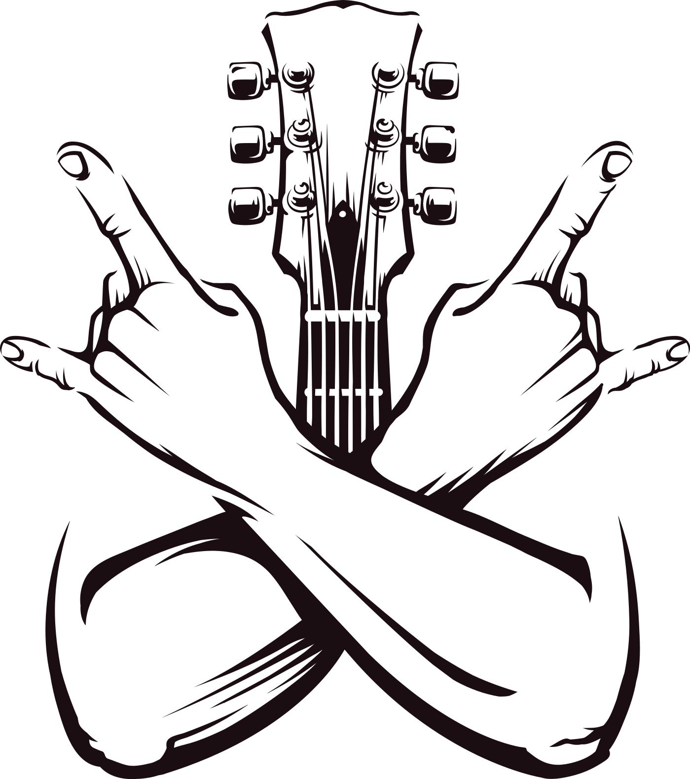 Musik poster mit gekreuzten händen zeichen rock - TenStickers