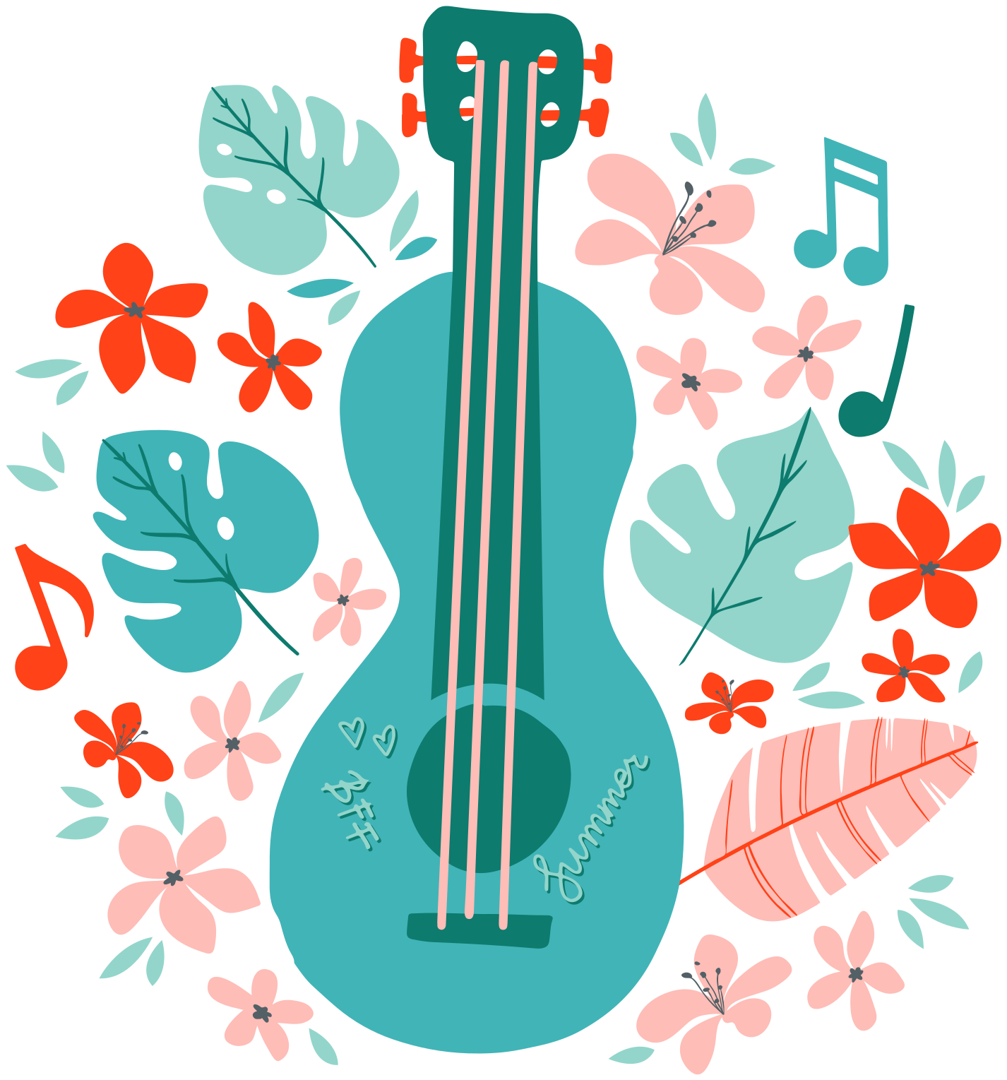 Musik poster gitarre mit blumen - TenStickers