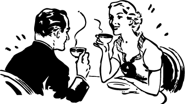 Vintage poster paar beim kaffeetrinken - TenStickers