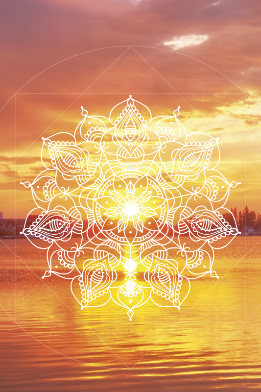 Poster landschaft sonnenuntergang mandala - TenStickers