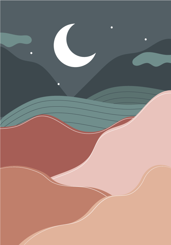 Poster landschaft boho nacht - TenStickers
