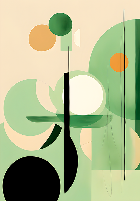 Poster abstrakt mit grünen figuren - TenStickers