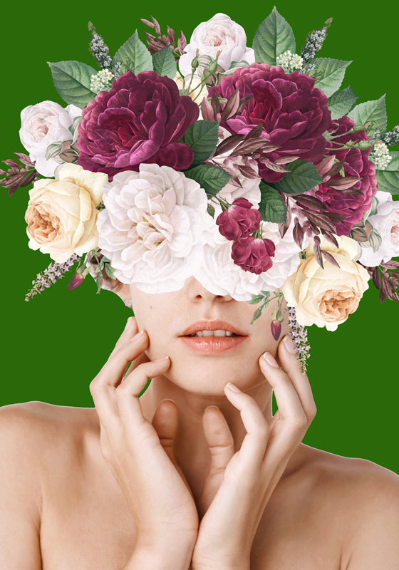 Blumenposter blühende frau - TenStickers