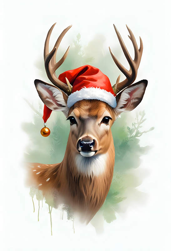 Poster weihnachten mit weihnachtsmann und rentier - TenStickers