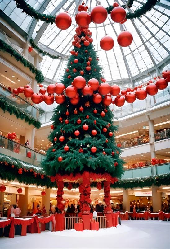 Poster weihnachten tannenbaum in der mall - TenStickers