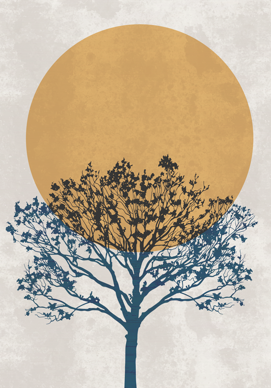 Kunstdrucke baum mit sonnenaufgang - TenStickers