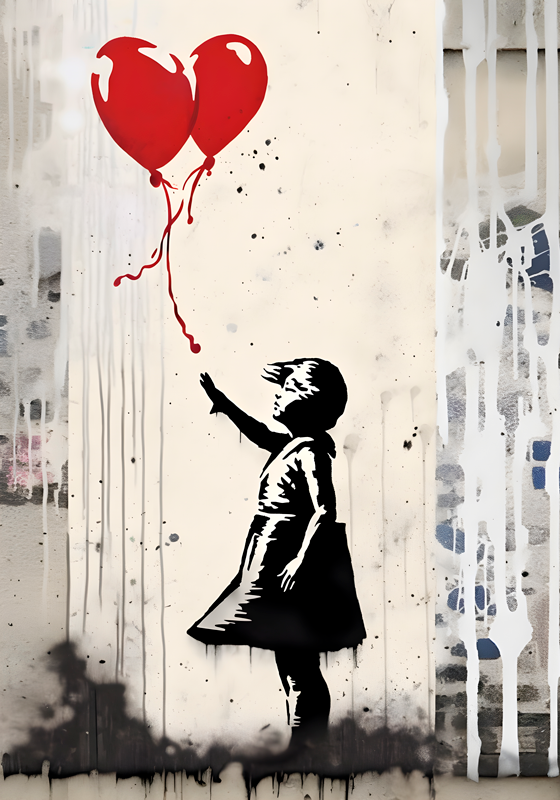 Kunstdrucke mädchen mit ballons wandbild - TenStickers
