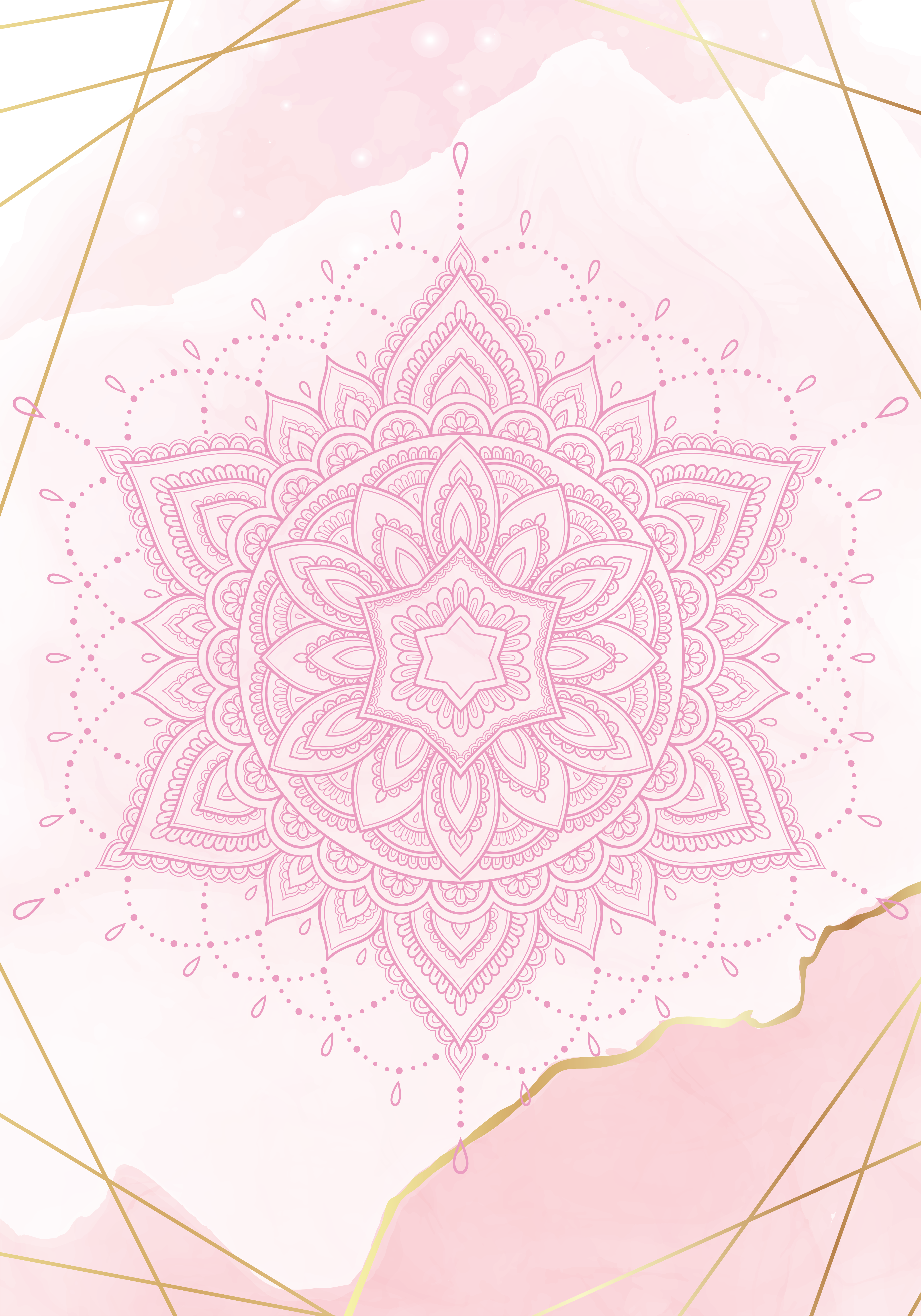 Zen Poster rosa Wasserfarben-Mandalas - TenStickers