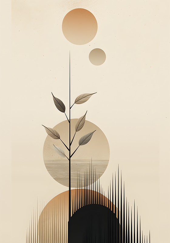 Minimalistisches Poster abstrakte boho-pflanze - TenStickers