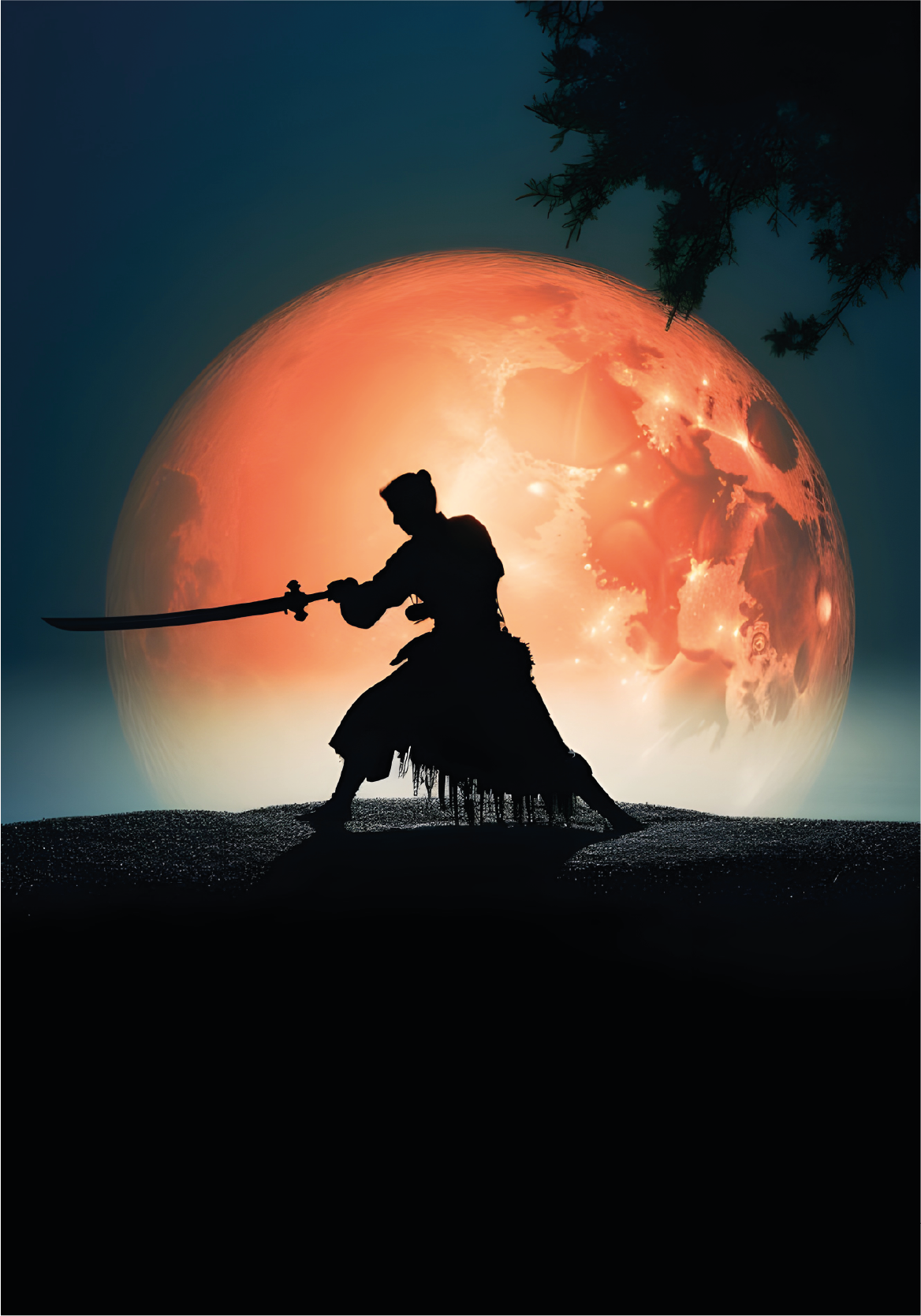 Poster Teenager samurai von hinten beleuchtet - TenStickers