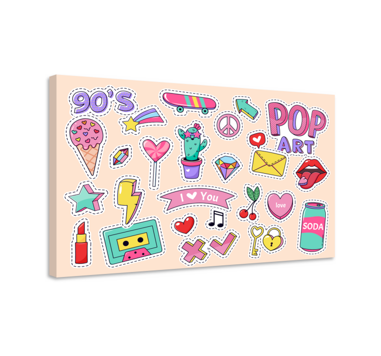 Leinwandbild retro pop sticker - TenStickers